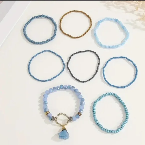 NEW beaded boho ankle bracelet set - Picture 3 of 5